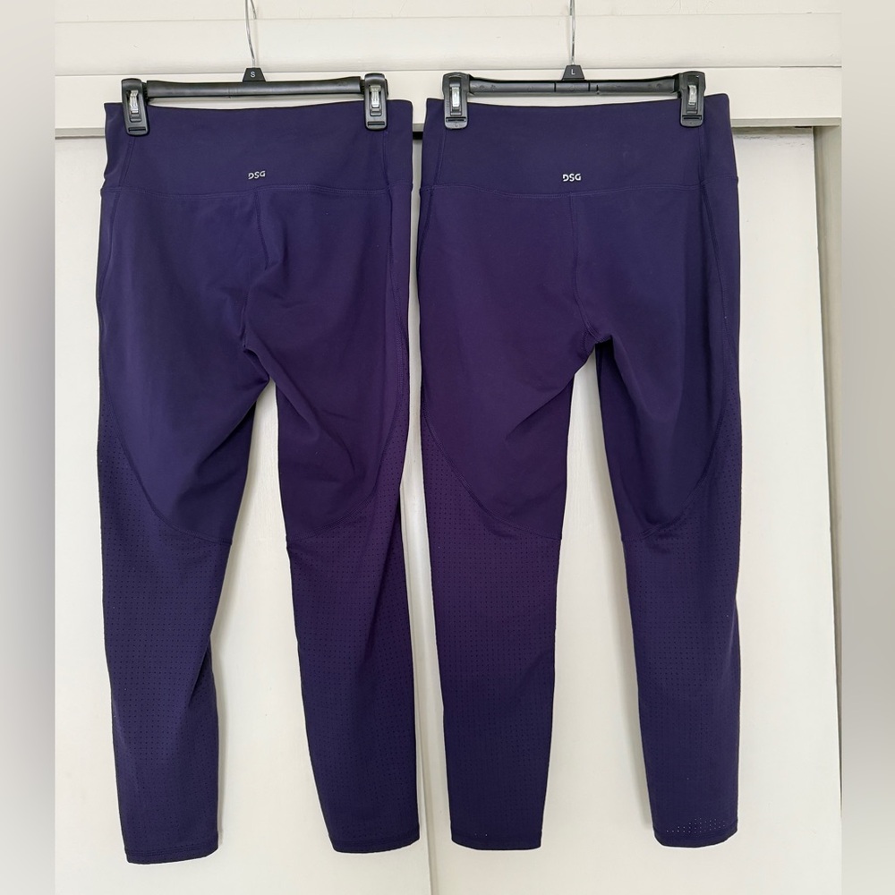 PAIR OF DSG DARK PURPLE VENTED WORKOUT LEGGINGS HIGH-RISE SIZE M - Picture 3 of 11